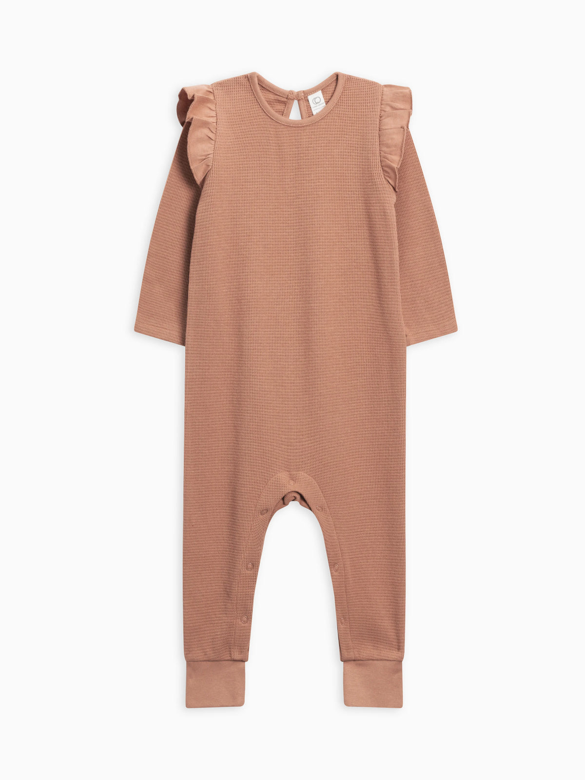 Waffle flutter sleeve romper in Cedar