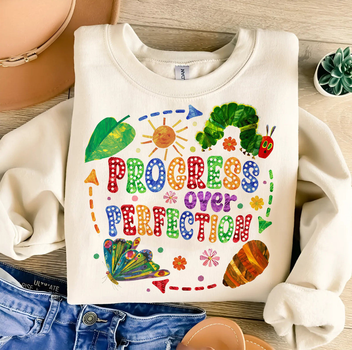 Tan Progress over Perfection Sweatshirt (Adult)